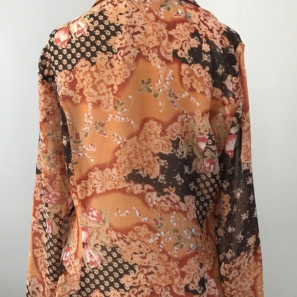 Vintage Asian Design Long Sleeve Blouse Medium - Picture 4 of 6